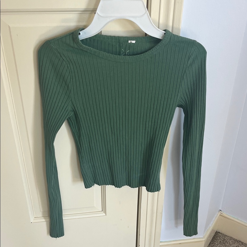 PacSun Forest Green Ribbed Long Sleeve Tee